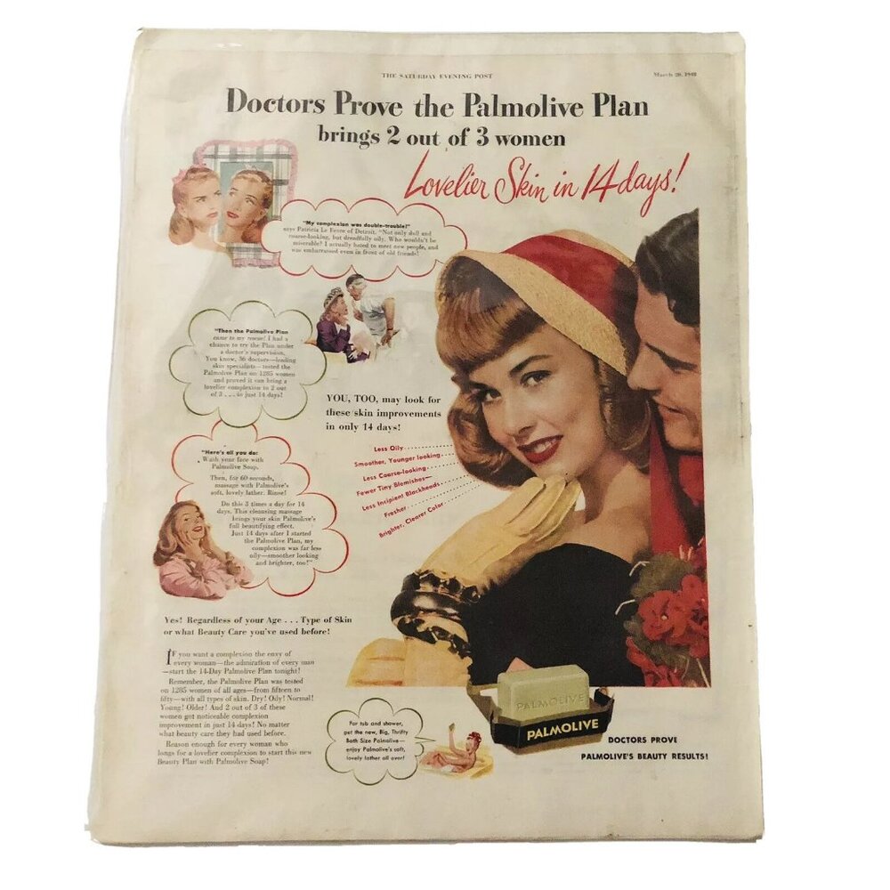 Vintage 1948 Palmolive Soap Advertisement Retro Wall Decor
